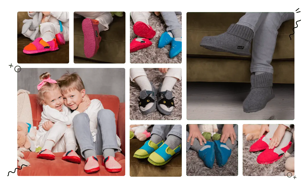 Drei Fotos, die den Verschleiß bei Kinderschuhen vollständig zeigen