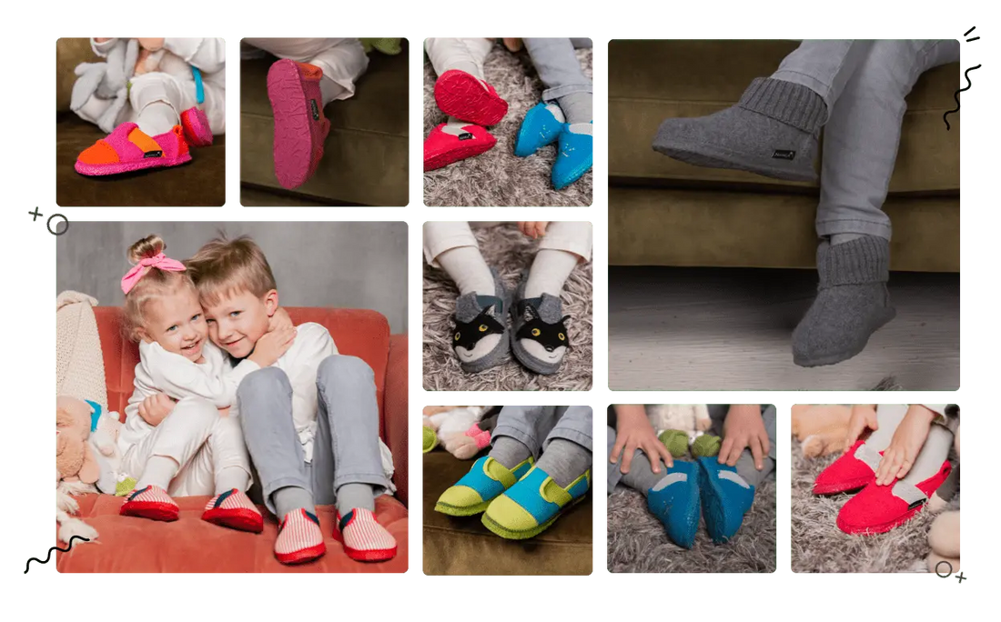 Drei Fotos, die den Verschleiß bei Kinderschuhen vollständig zeigen