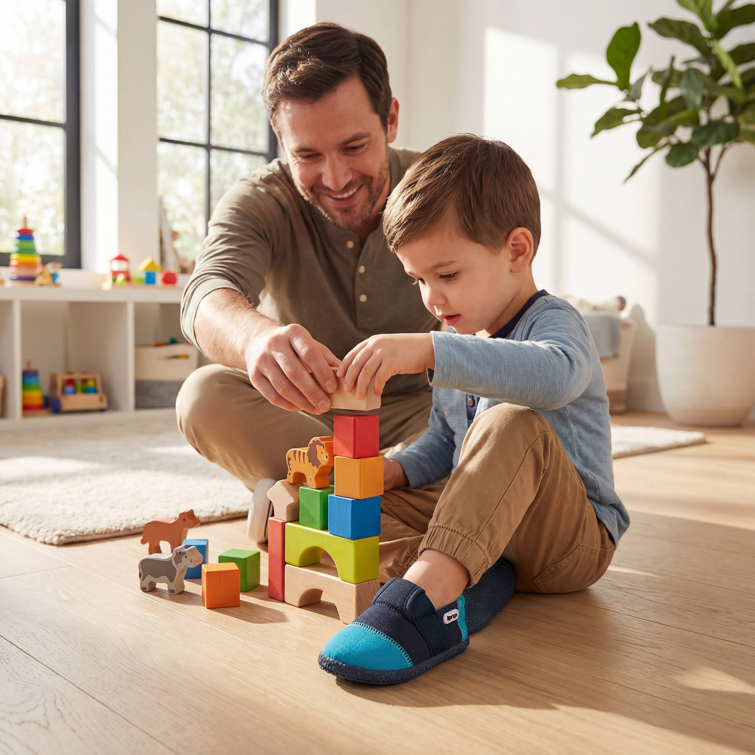 Klette hell- & dunkelblau 2.0 - breitere Zehenbox