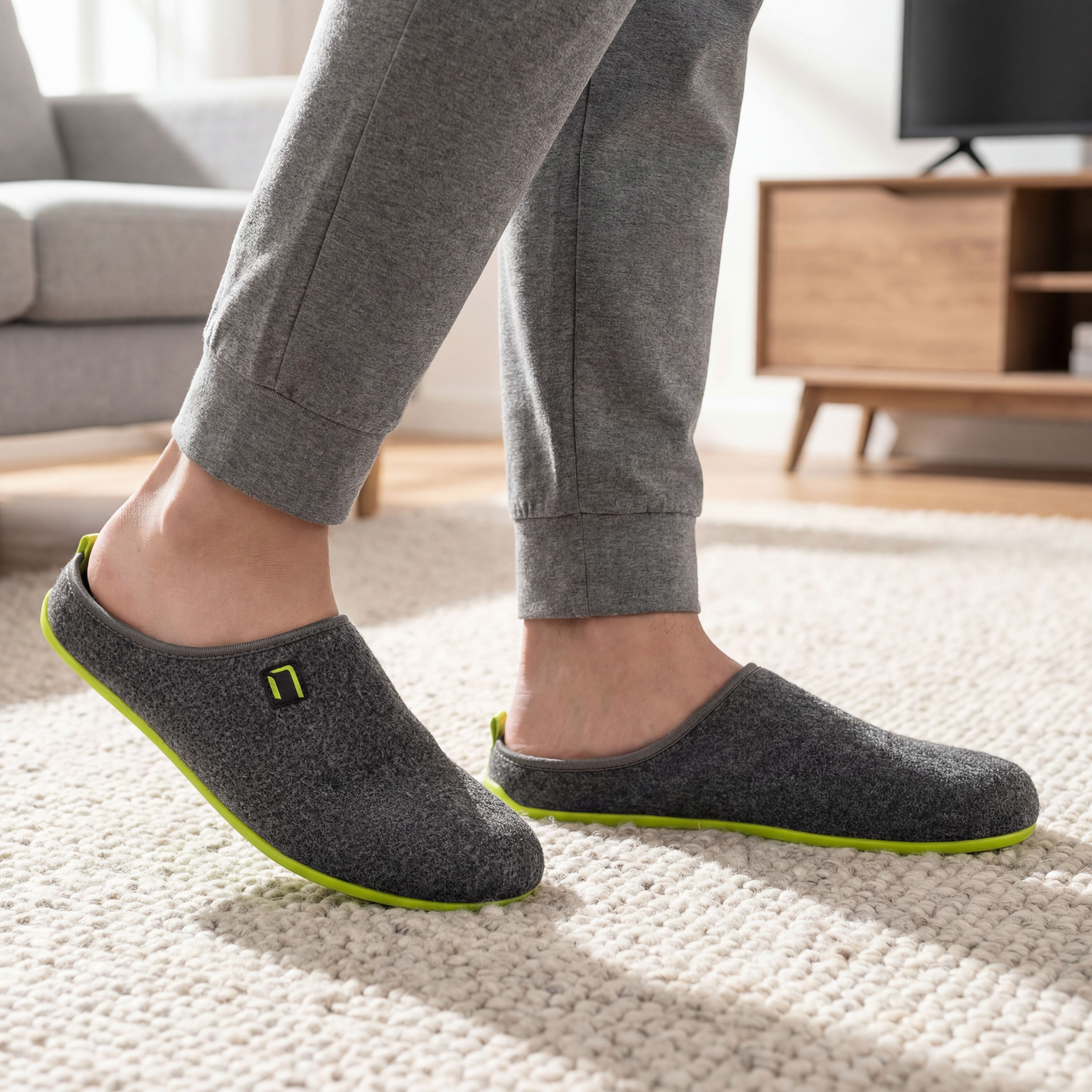 Wool slippers green 